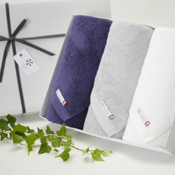 Memoire 《同色セット》バスタオル2枚＋フェイスタオル3枚 今治タオル 厚手　ロングサイズ　最高級糸使用