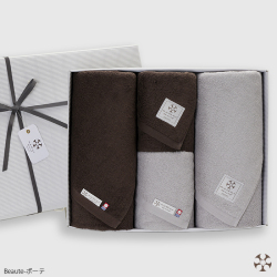 Beaute バスタオル2枚+フェイスタオル2枚 おすすめ2色(ブラウン&シルバー)セット 今治タオルギフト